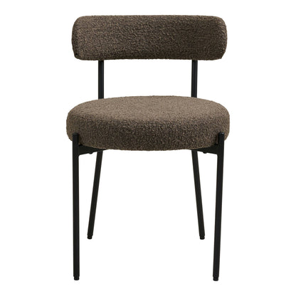 Scaun de dining din material bouclé, maro, picioare negre