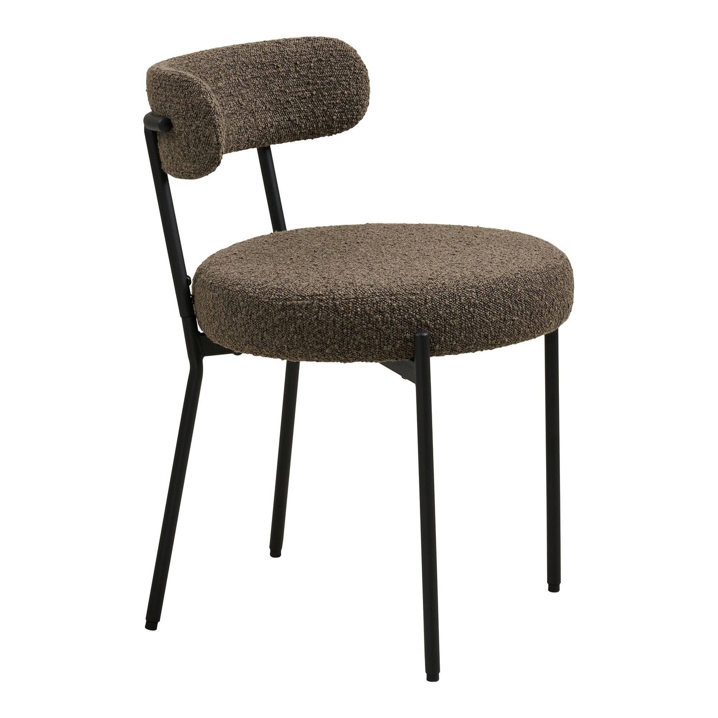 Scaun de dining din material bouclé, maro, picioare negre