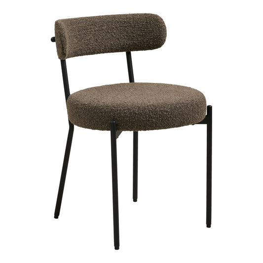 Scaun de dining din material bouclé, maro, picioare negre