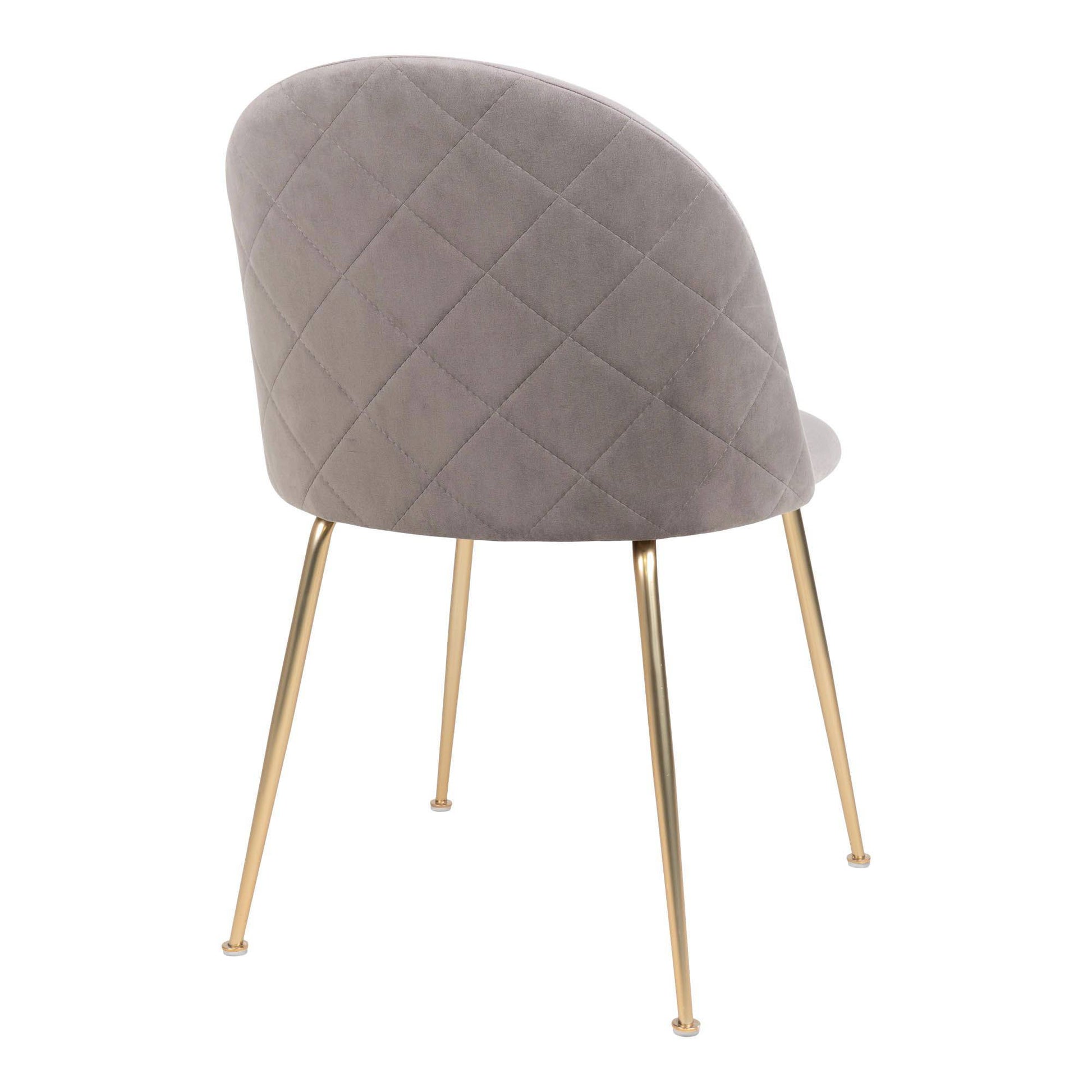 Scaun de dining din catifea, gri, picioare cu aspect alama