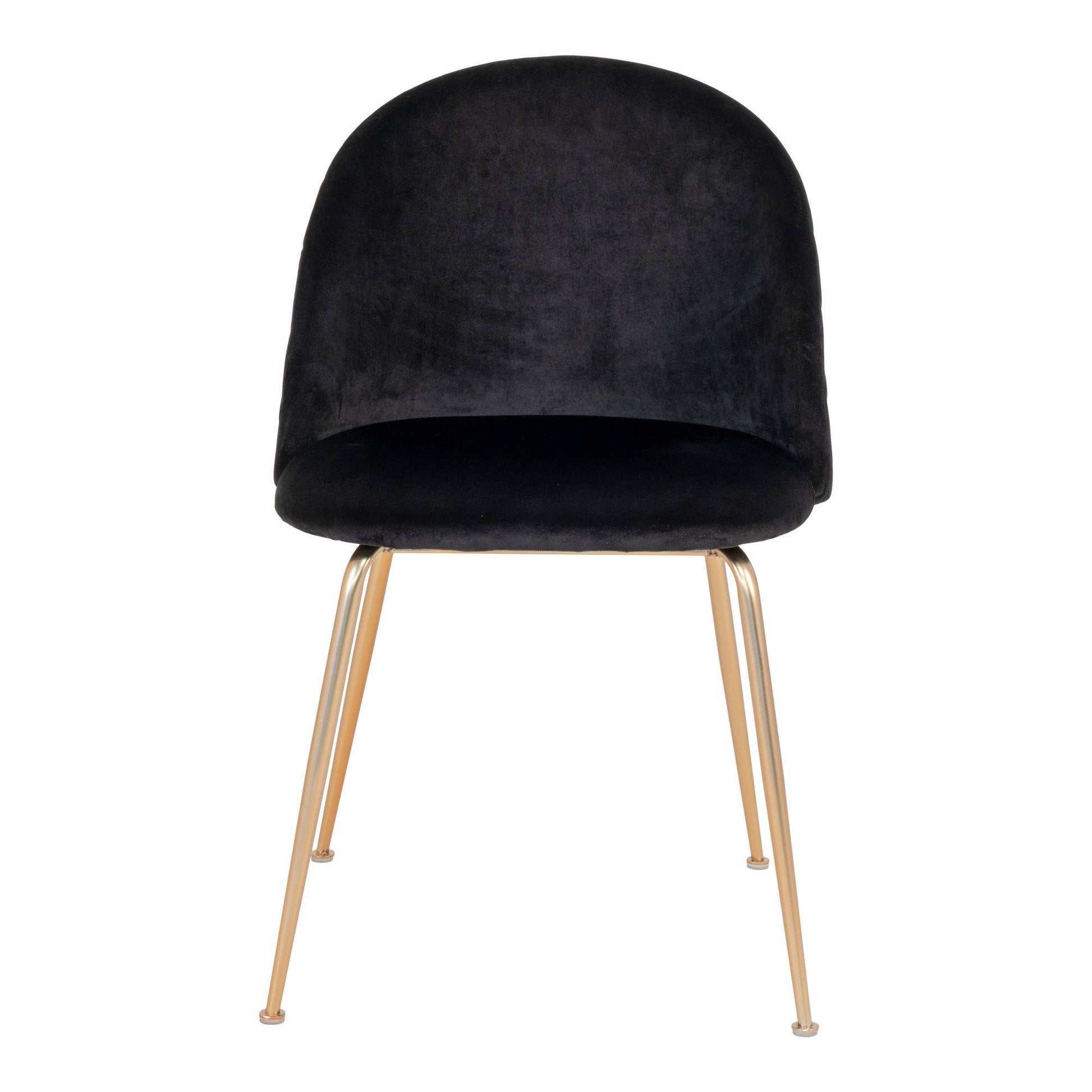 Scaun de dining din catifea, negru, cu picioare cu aspect alama