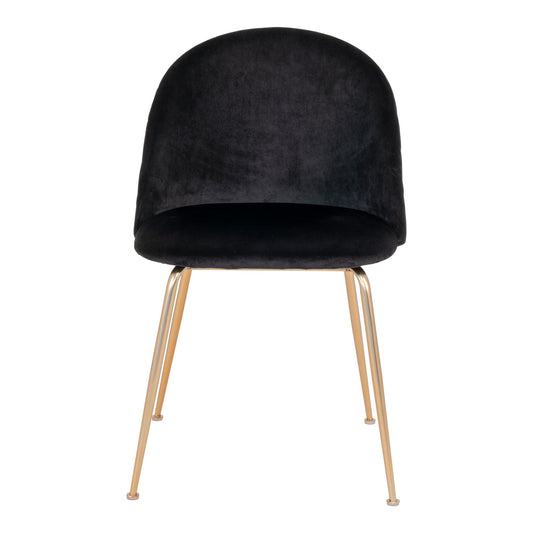 Scaun de dining din catifea, negru, cu picioare cu aspect alama
