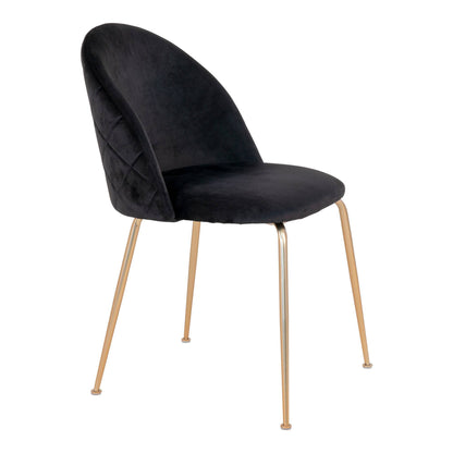 Scaun de dining din catifea, negru, cu picioare cu aspect alama