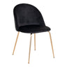 Scaun de dining Geneve din catifea, negru, cu picioare cu aspect alama