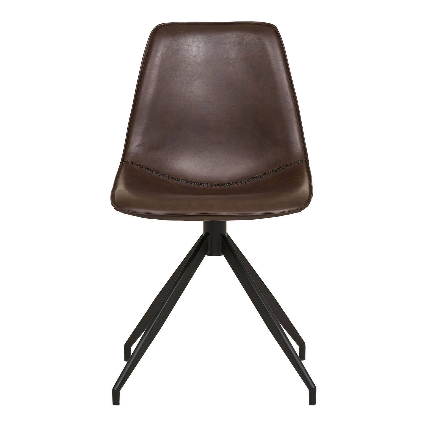Scaun de dining rotativ din piele PU, maro inchis, picioare negre