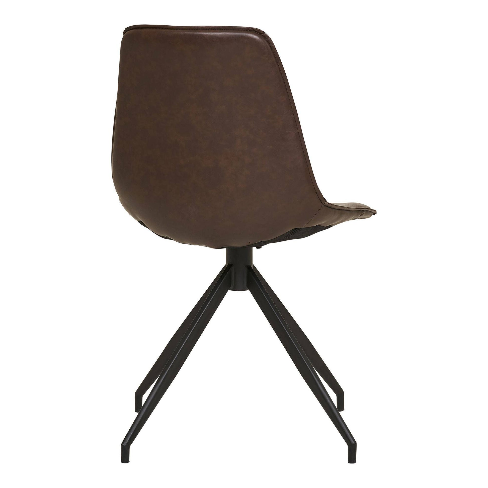Scaun de dining rotativ din piele PU, maro inchis, picioare negre