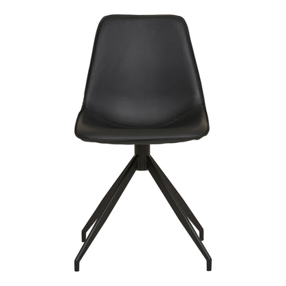 Scaun de dining rotativ, piele PU, negru, picioare negre
