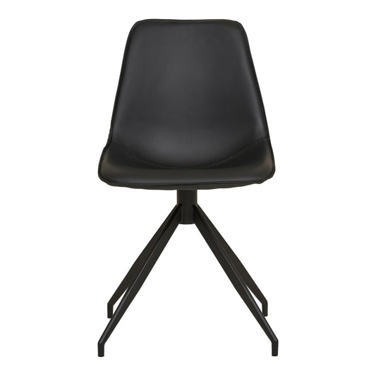 Scaun de dining rotativ, piele PU, negru, picioare negre