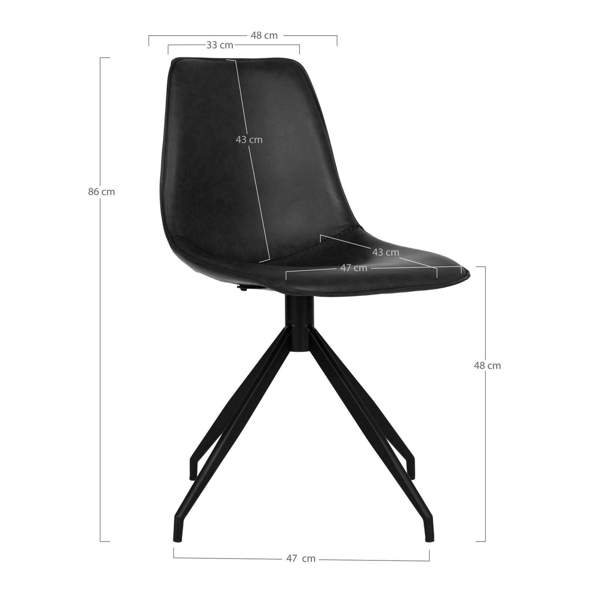 Scaun de dining rotativ, piele PU, negru, picioare negre