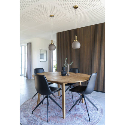 Scaun de dining rotativ, piele PU, negru, picioare negre, in living contemporan
