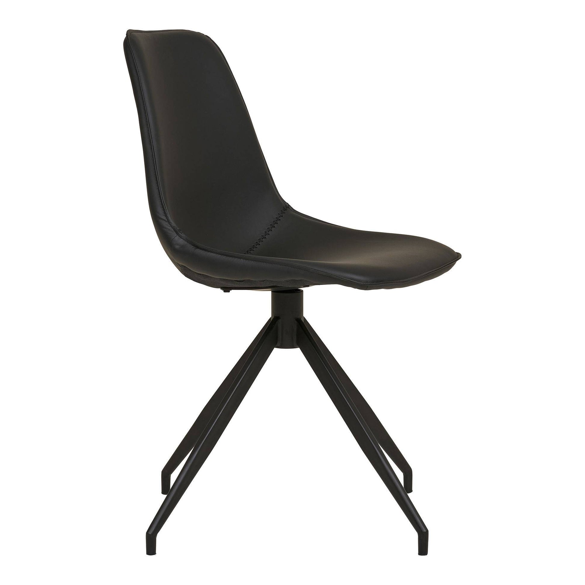Scaun de dining rotativ, piele PU, negru, picioare negre