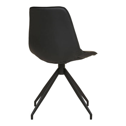 Scaun de dining rotativ, piele PU, negru, picioare negre