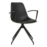 Scaun de dining rotativ cu cotiere Monaco, din piele ecologica neagra