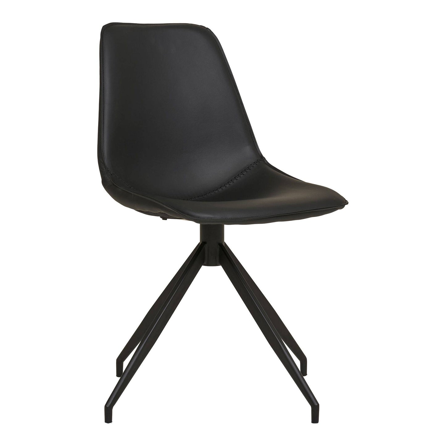 Scaun de dining rotativ, piele PU, negru, picioare negre