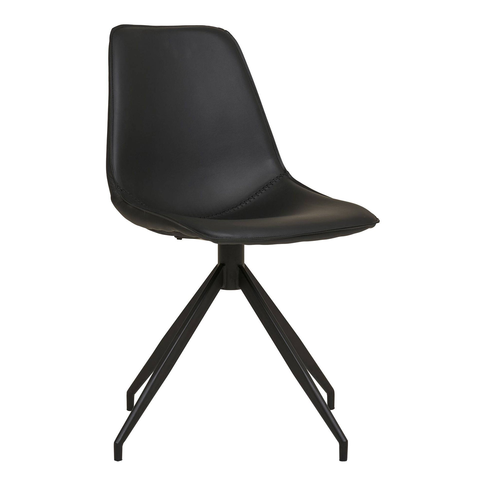 Scaun de dining rotativ, piele PU, negru, picioare negre