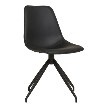 Scaun de dining rotativ, piele PU, negru, picioare negre