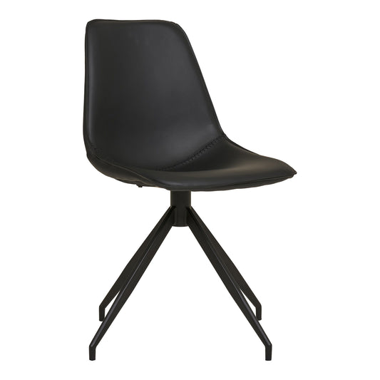 Scaun de dining rotativ, piele PU, negru, picioare negre