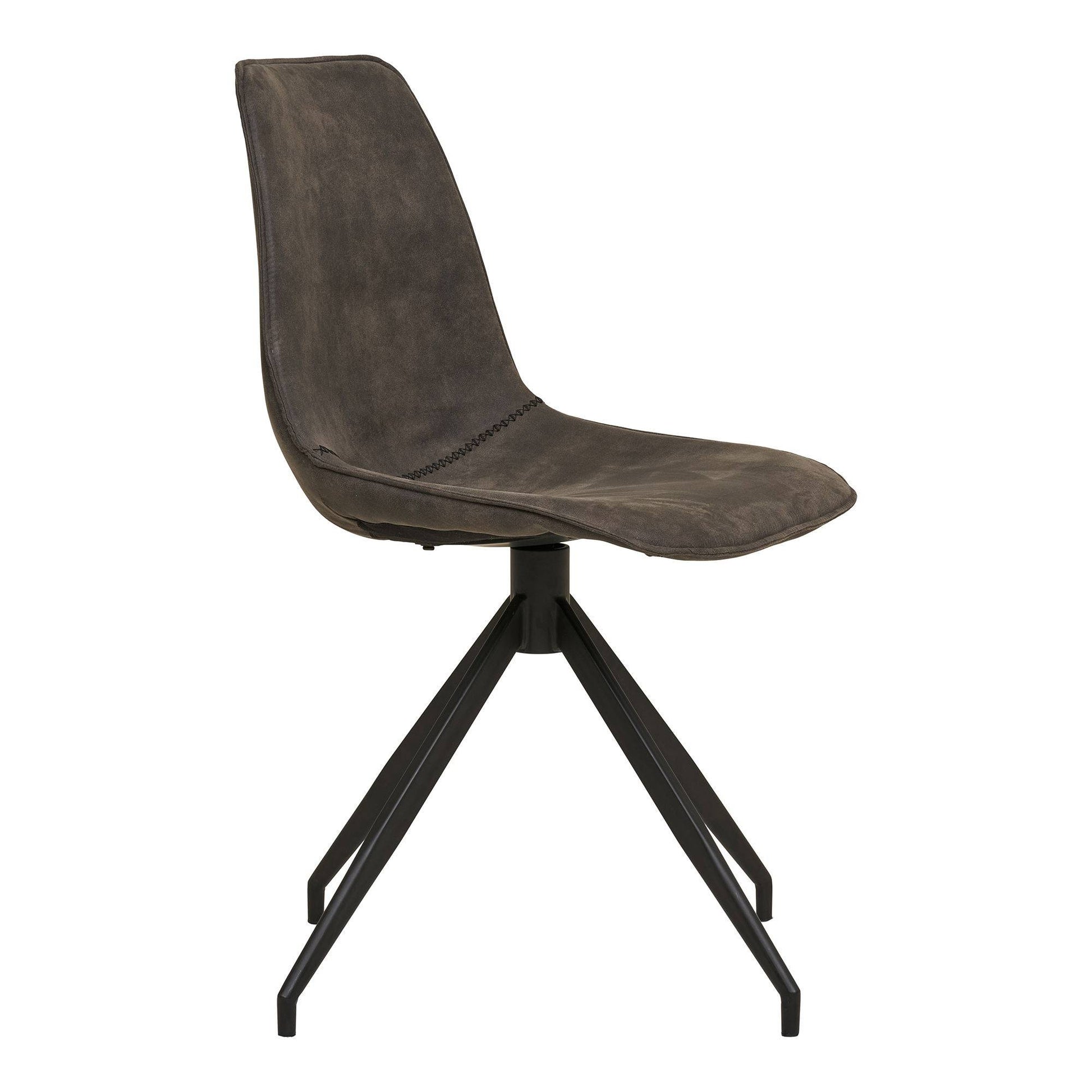 Scaun de dining rotativ, microfibra, gri, picioare negre