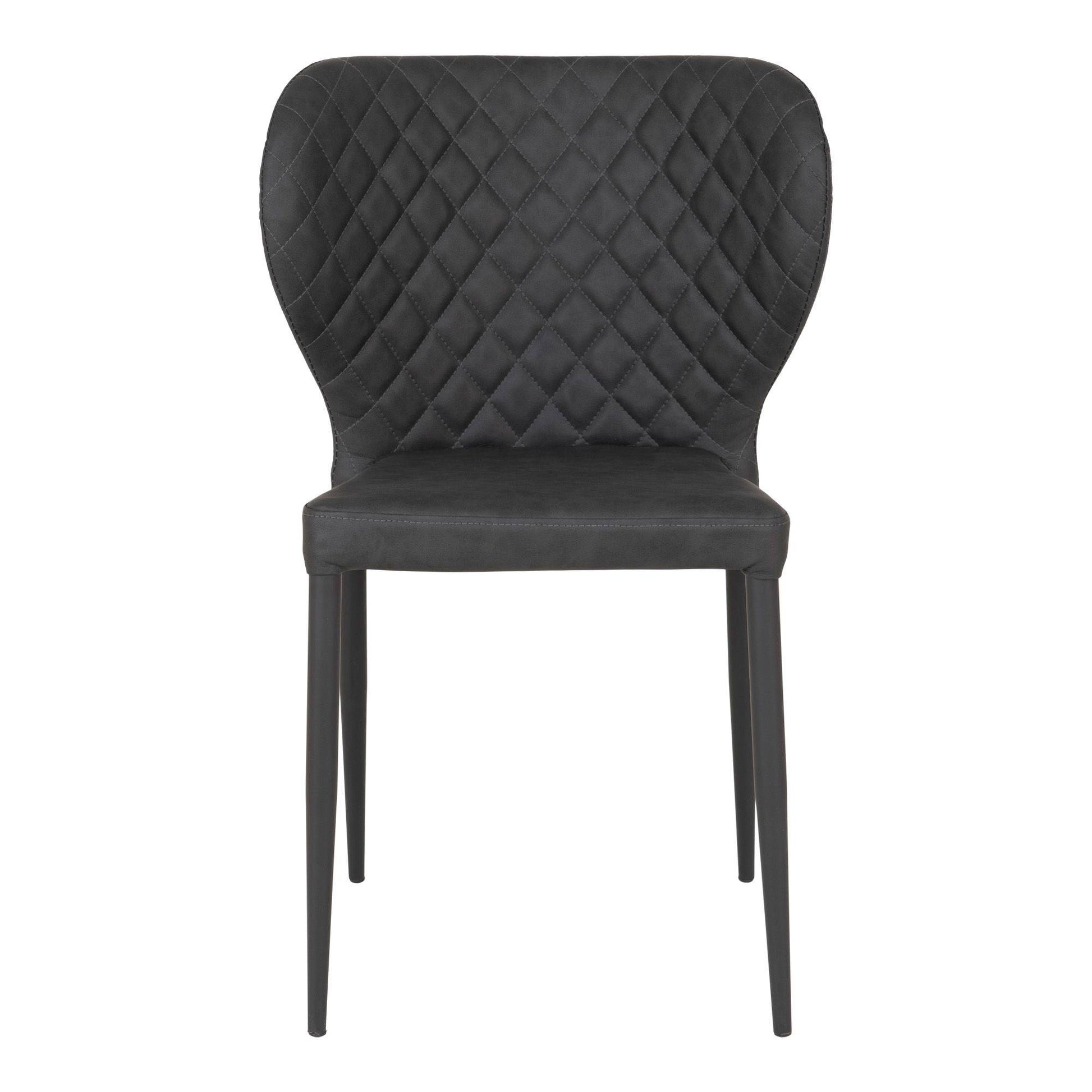 Scaun de dining, piele PU, gri inchis, picioare negre