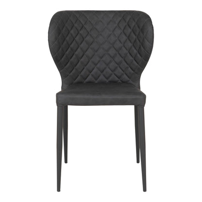 Scaun de dining, piele PU, gri inchis, picioare negre