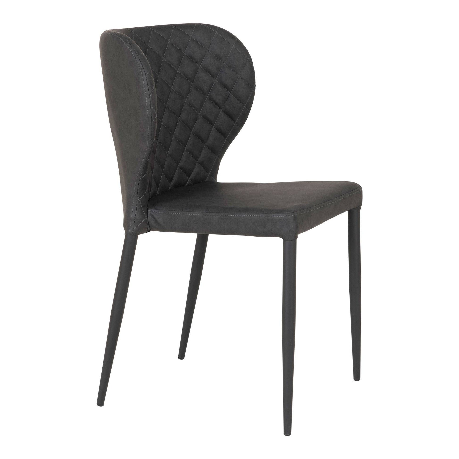 Scaun de dining, piele PU, gri inchis, picioare negre