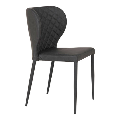 Scaun de dining, piele PU, gri inchis, picioare negre
