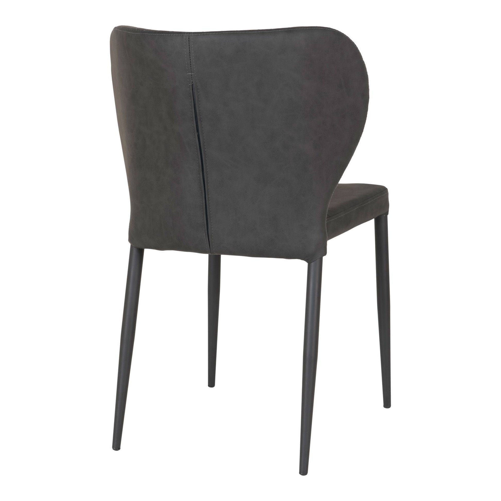 Scaun de dining, piele PU, gri inchis, picioare negre