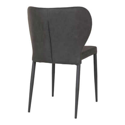 Scaun de dining, piele PU, gri inchis, picioare negre