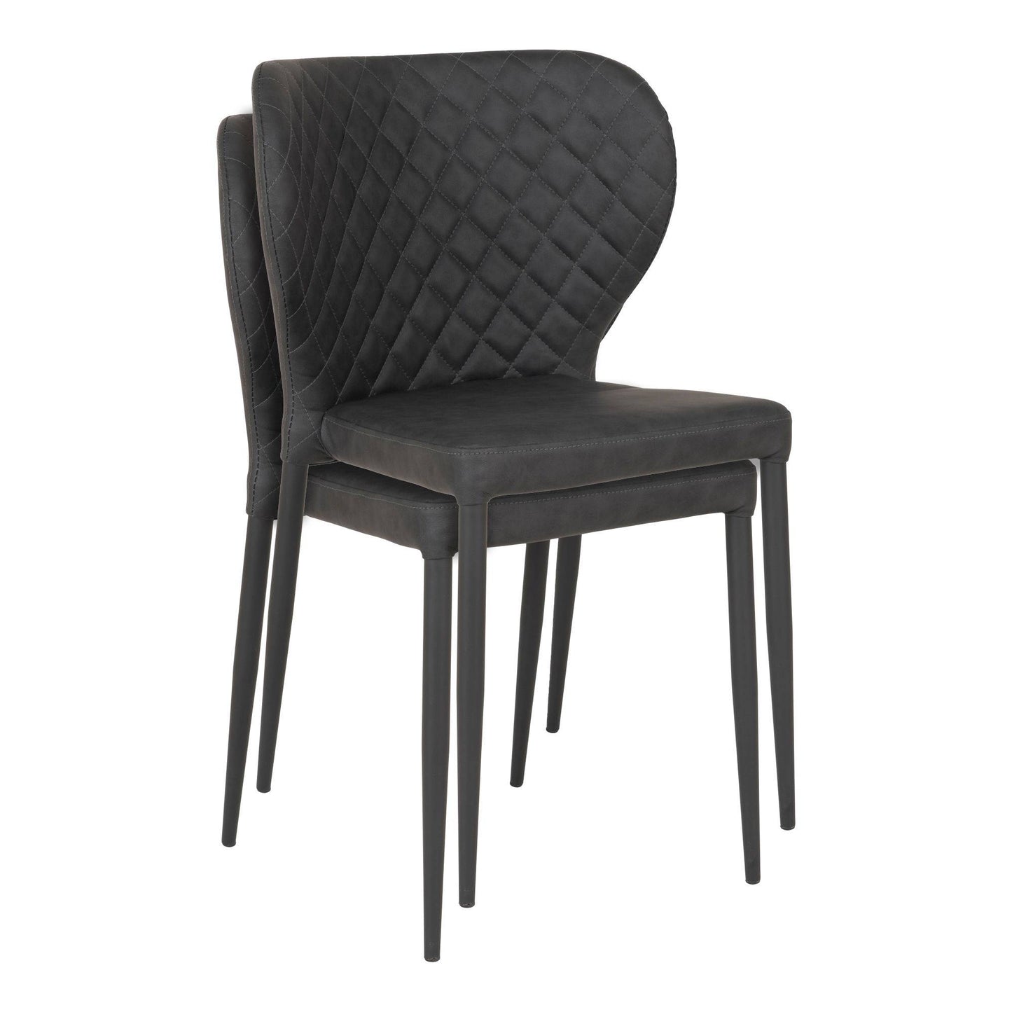 Scaun de dining, piele PU, gri inchis, picioare negre