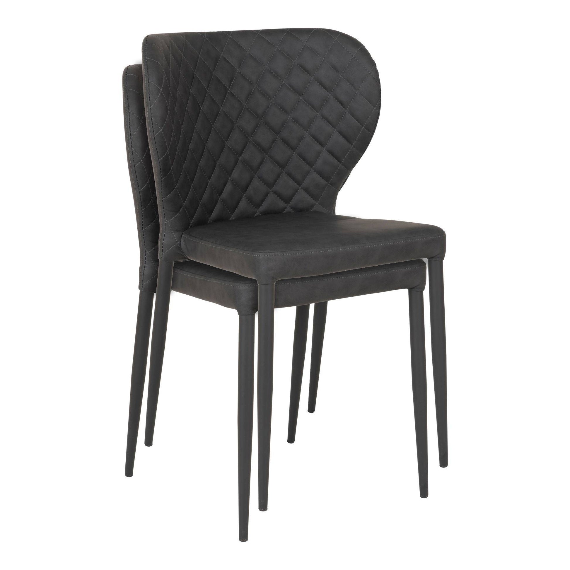 Scaun de dining, piele PU, gri inchis, picioare negre