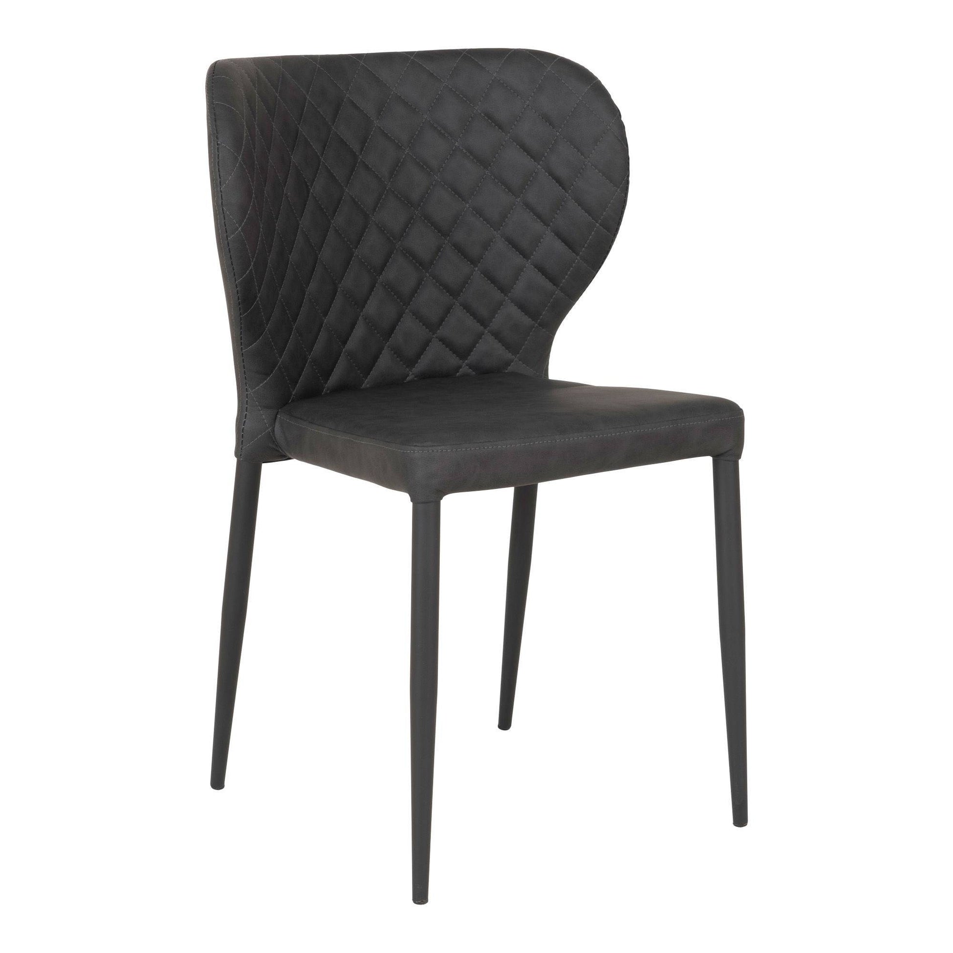 Scaun de dining, piele PU, gri inchis, picioare negre