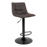 Scaun de bar Middelfart din microfibra gri inchis, cu picioare negre