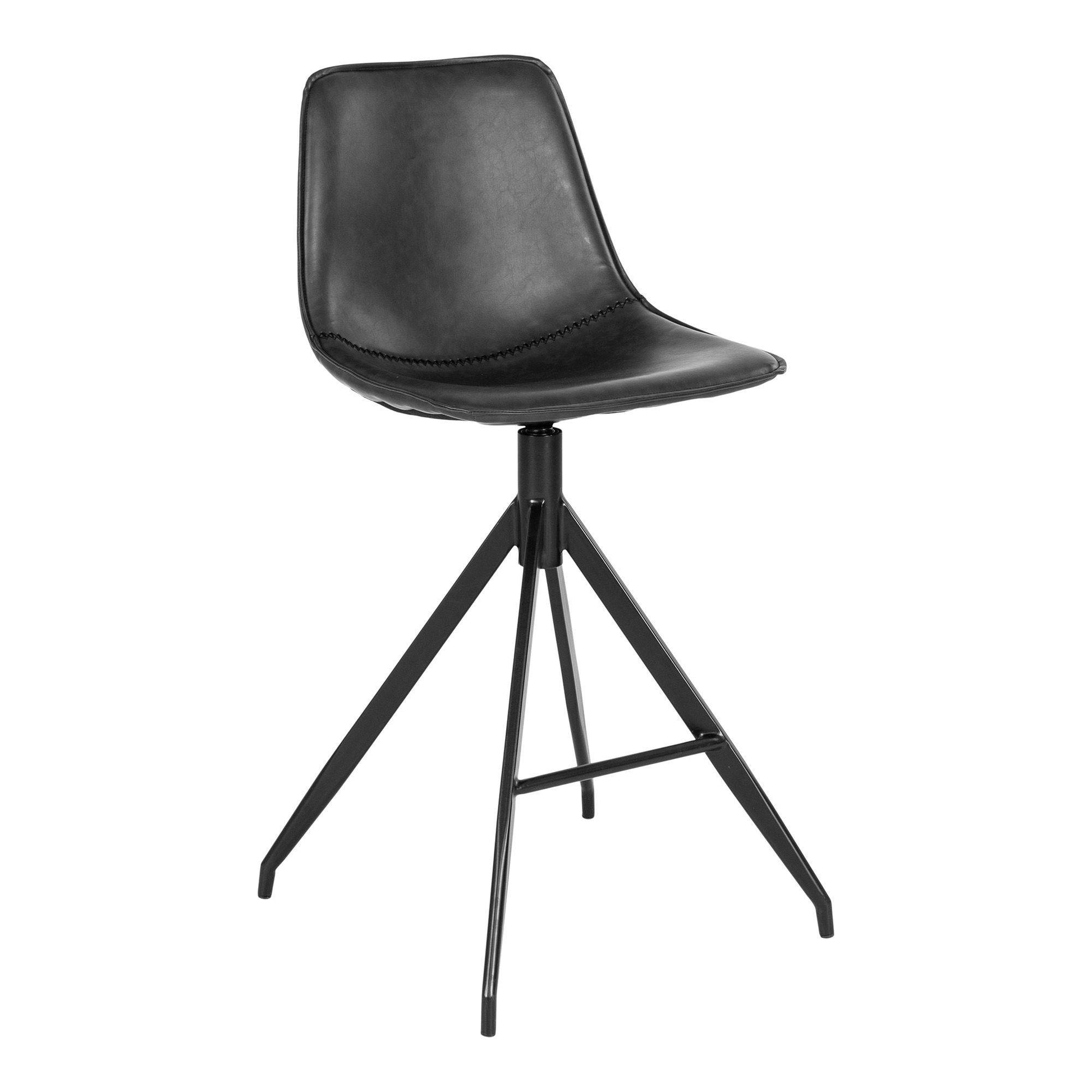 Scaun de bar, piele PU, negru, picioare negre