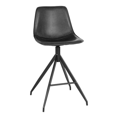 Scaun de bar, piele PU, negru, picioare negre