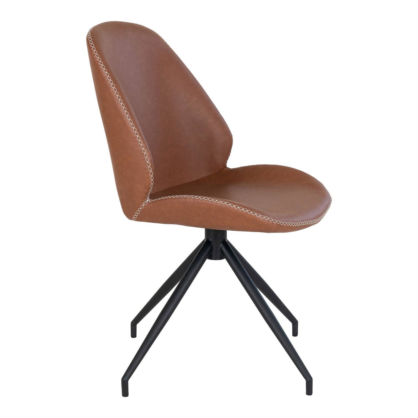 Scaun de dining rotativ, piele PU, maro vintage, picioare negre
