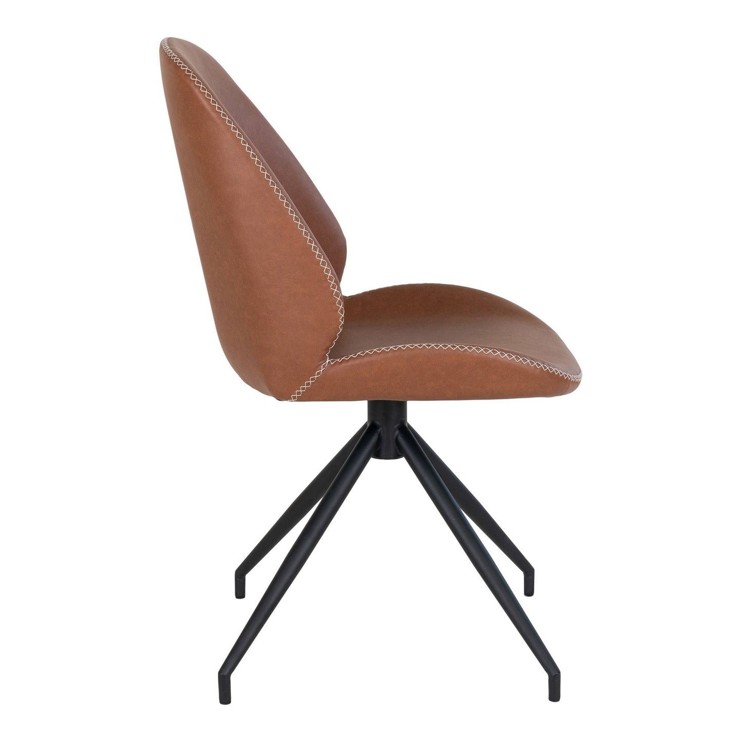 Scaun de dining rotativ, piele PU, maro vintage, picioare negre