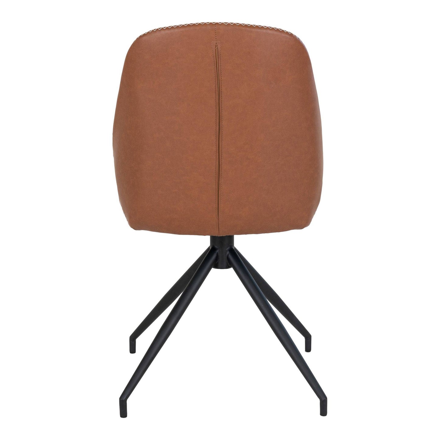 Scaun de dining rotativ, piele PU, maro vintage, picioare negre