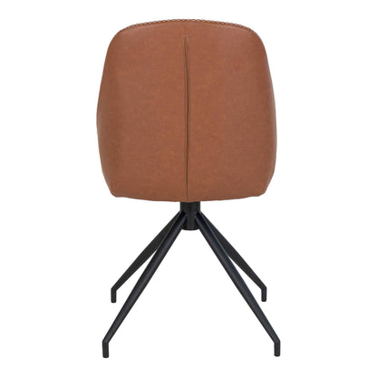 Scaun de dining rotativ, piele PU, maro vintage, picioare negre