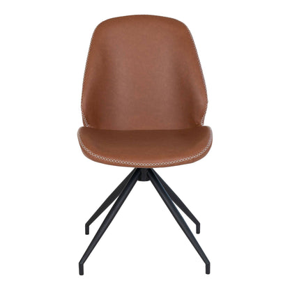 Scaun de dining rotativ, piele PU, maro vintage, picioare negre