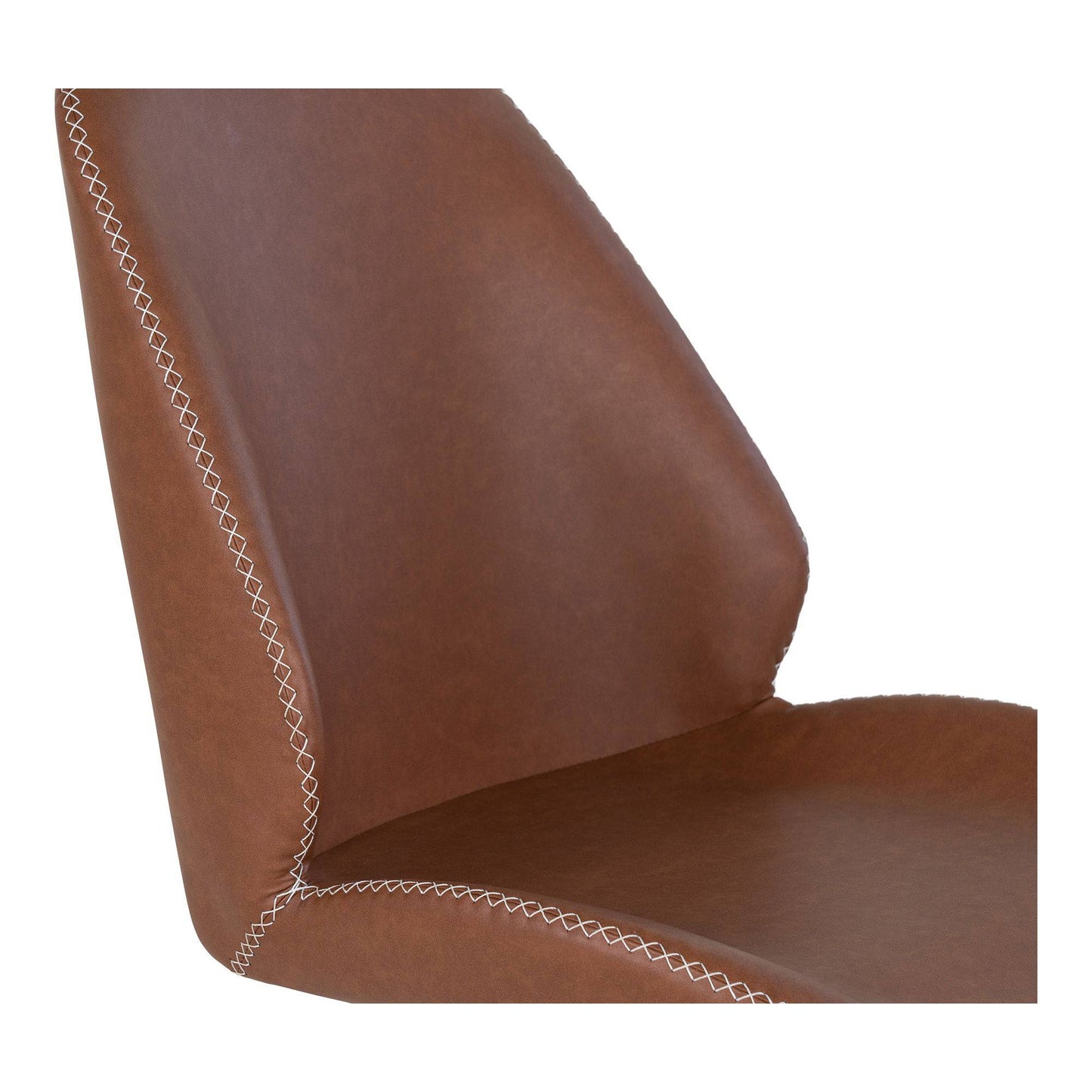 Scaun de dining rotativ, piele PU, maro vintage, picioare negre, detaliu sezut