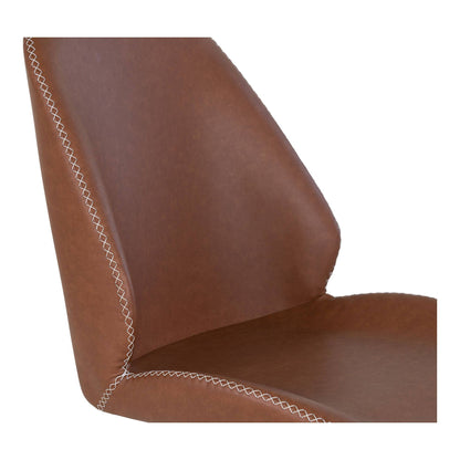 Scaun de dining rotativ, piele PU, maro vintage, picioare negre, detaliu sezut