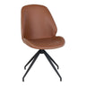 Scaun de dining rotativ Monte Carlo din piele ecologica maro vintage, picioare negre