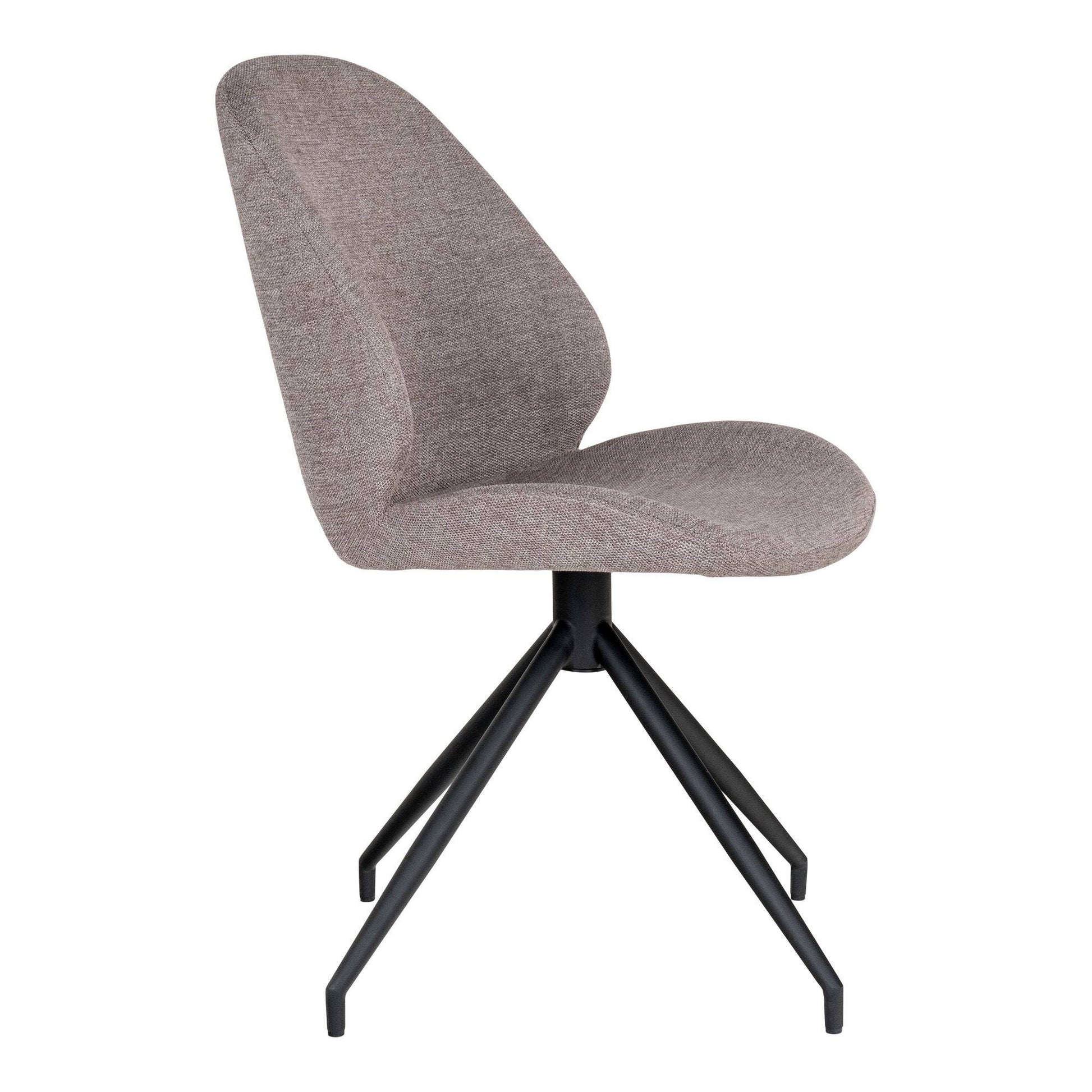 Scaun de dining rotativ, culoare gri piatra, picioare negre