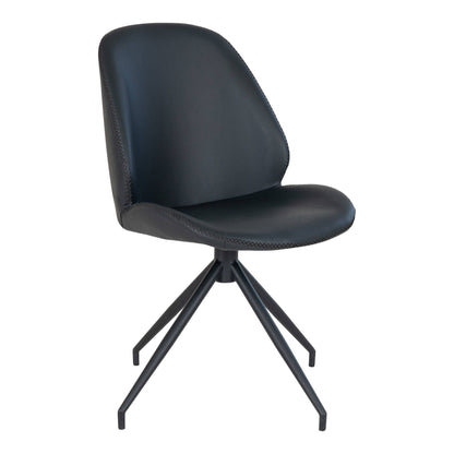 Scaun de dining rotativ, piele PU negru, picioare negre