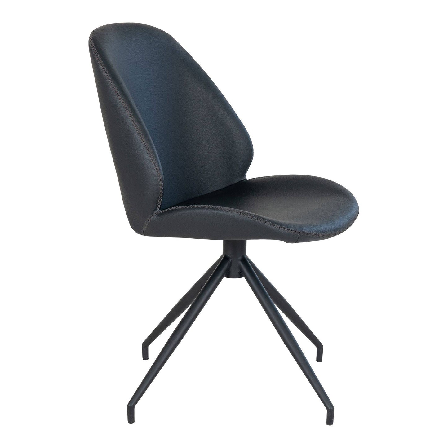 Scaun de dining rotativ, piele PU negru, picioare negre