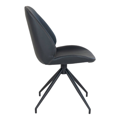 Scaun de dining rotativ, piele PU negru, picioare negre