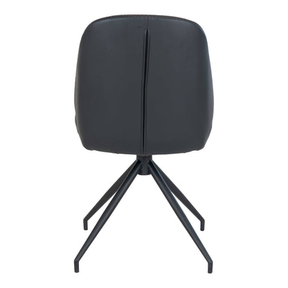 Scaun de dining rotativ, piele PU negru, picioare negre
