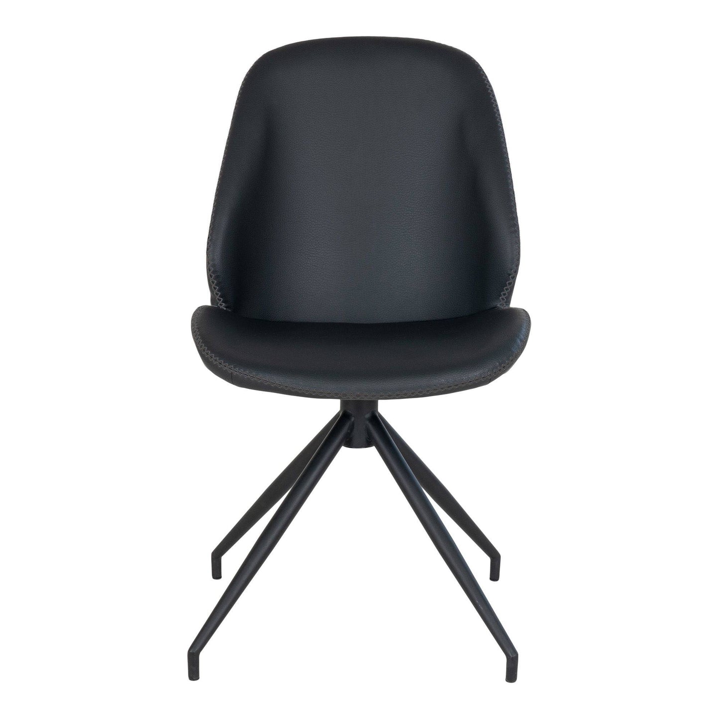 Scaun de dining rotativ, piele PU negru, picioare negre