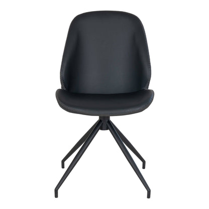 Scaun de dining rotativ, piele PU negru, picioare negre