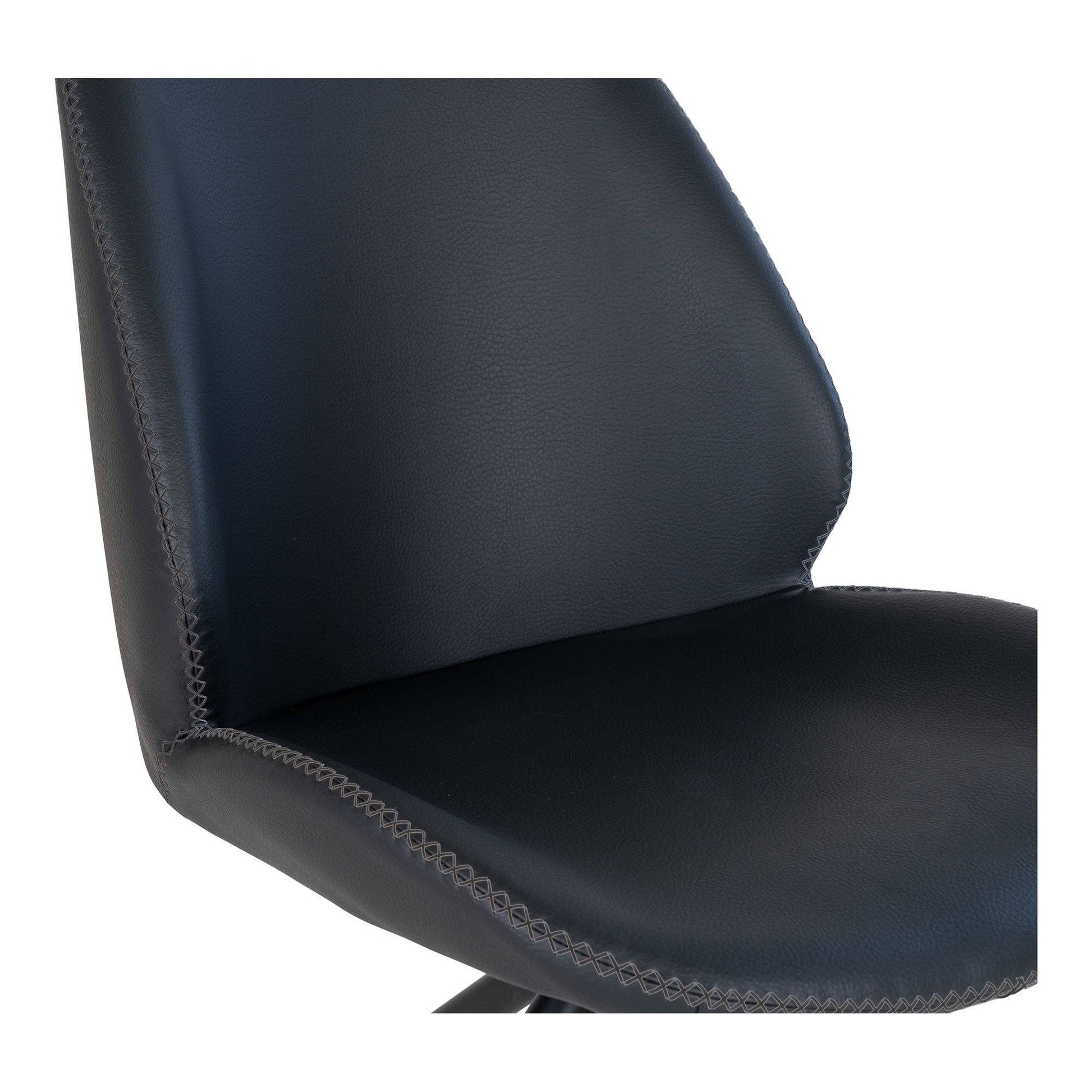 Scaun de dining rotativ, piele PU negru, picioare negre, detaliu sezut